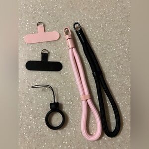 Universal Pink and Black Phone Lanyard Set